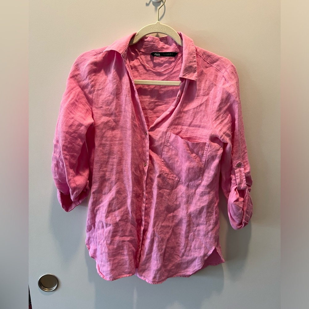 Zara Pink Lightweight Button Up